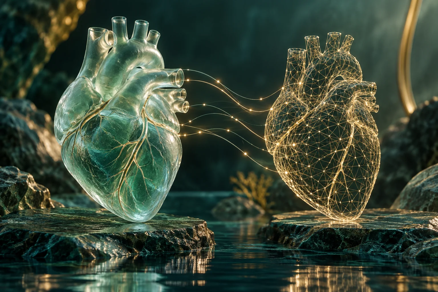 AI-konceptbild där ett biologiskt objekt möter en digital modell